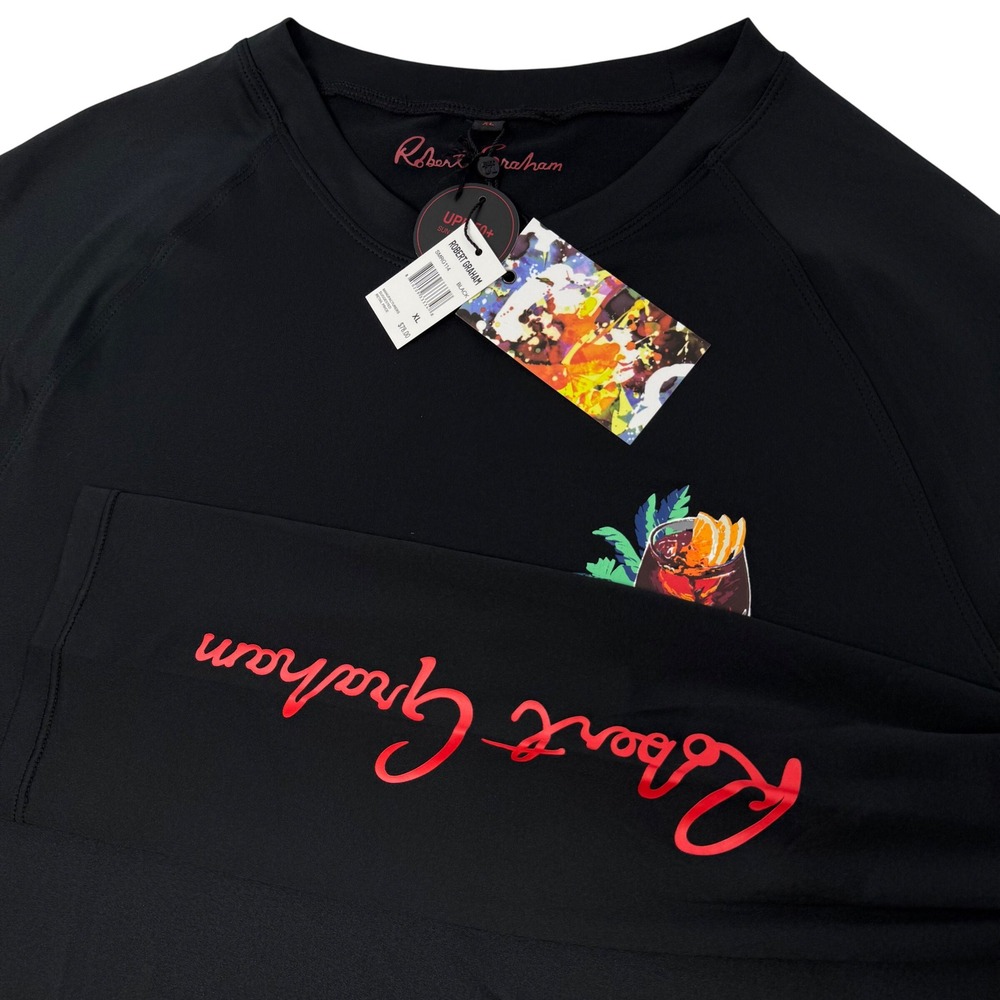 Robert Graham Mens XL Black UPF 50+ Sun Shirt Long Sleeve Graphic SMRG114 NEW